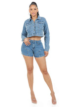 ENSEMBLE VESTE EN JEAN ET SHORT MODE FEMME