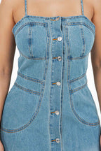 WOMEN FASHION DENIM LONG MAXI DRESS