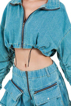 WOMEN FASHION DENIM TWO PIECE PANT SET