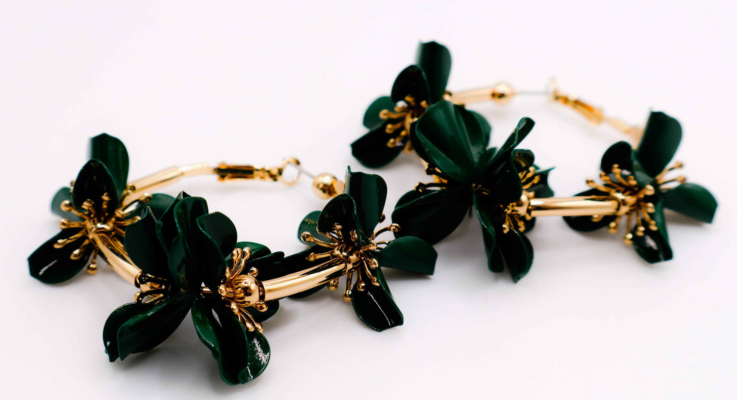 Floral Luxe Hoops – Gold Flower Hoop Earrings