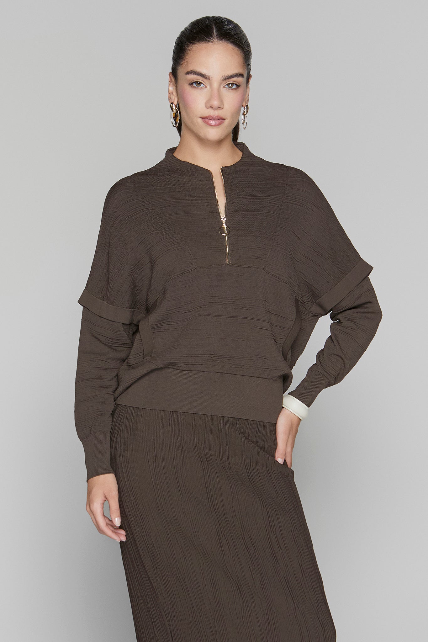 Canton Zip Top in Cocoa