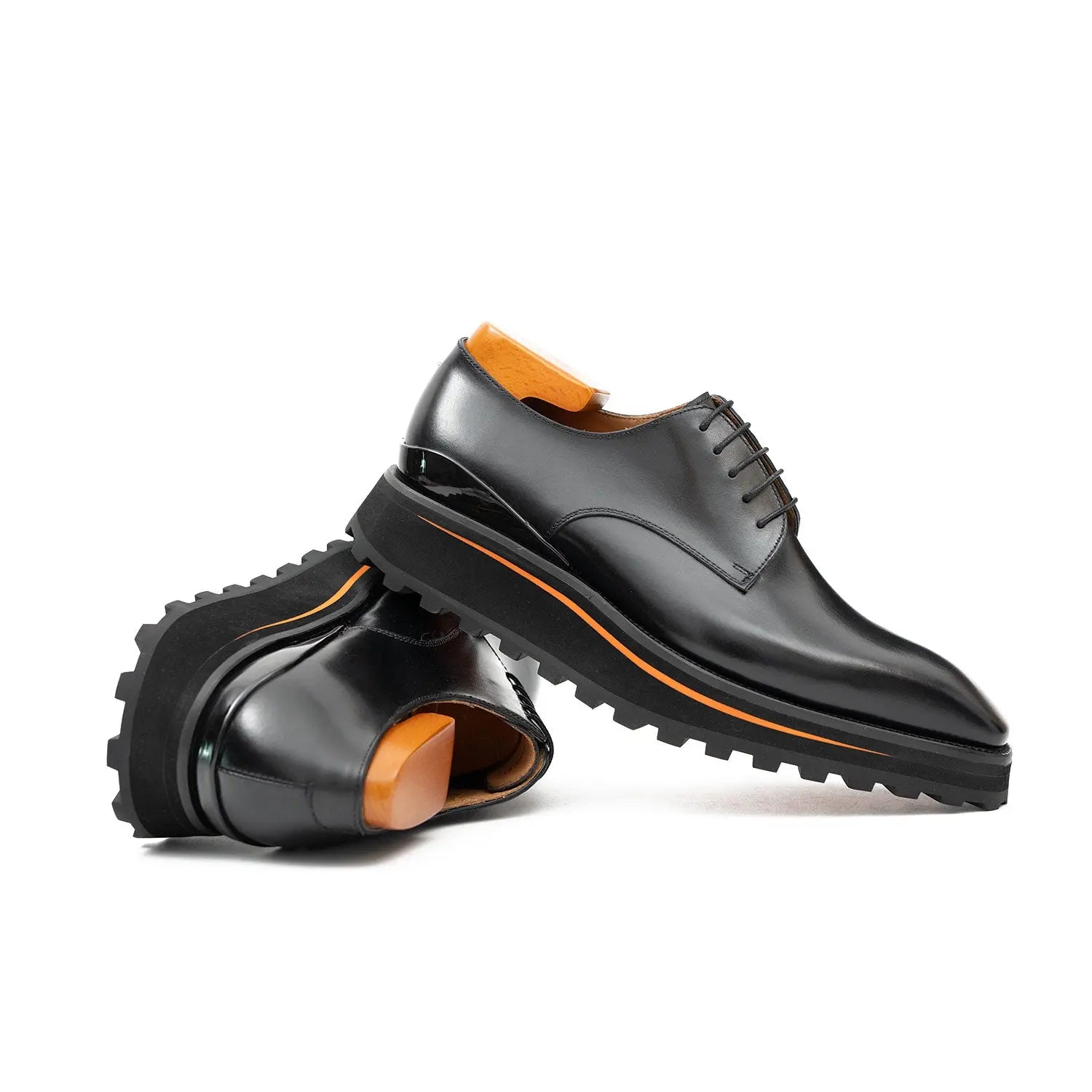 Calf leather business dress derby shoes Black