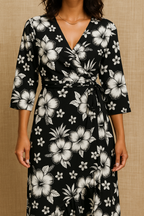 Hibiscus Cluster Rayon Challis Fabric | Islands Fabric