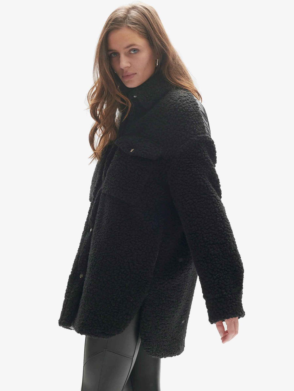 Padded Wool Sherpa Jacket - Black