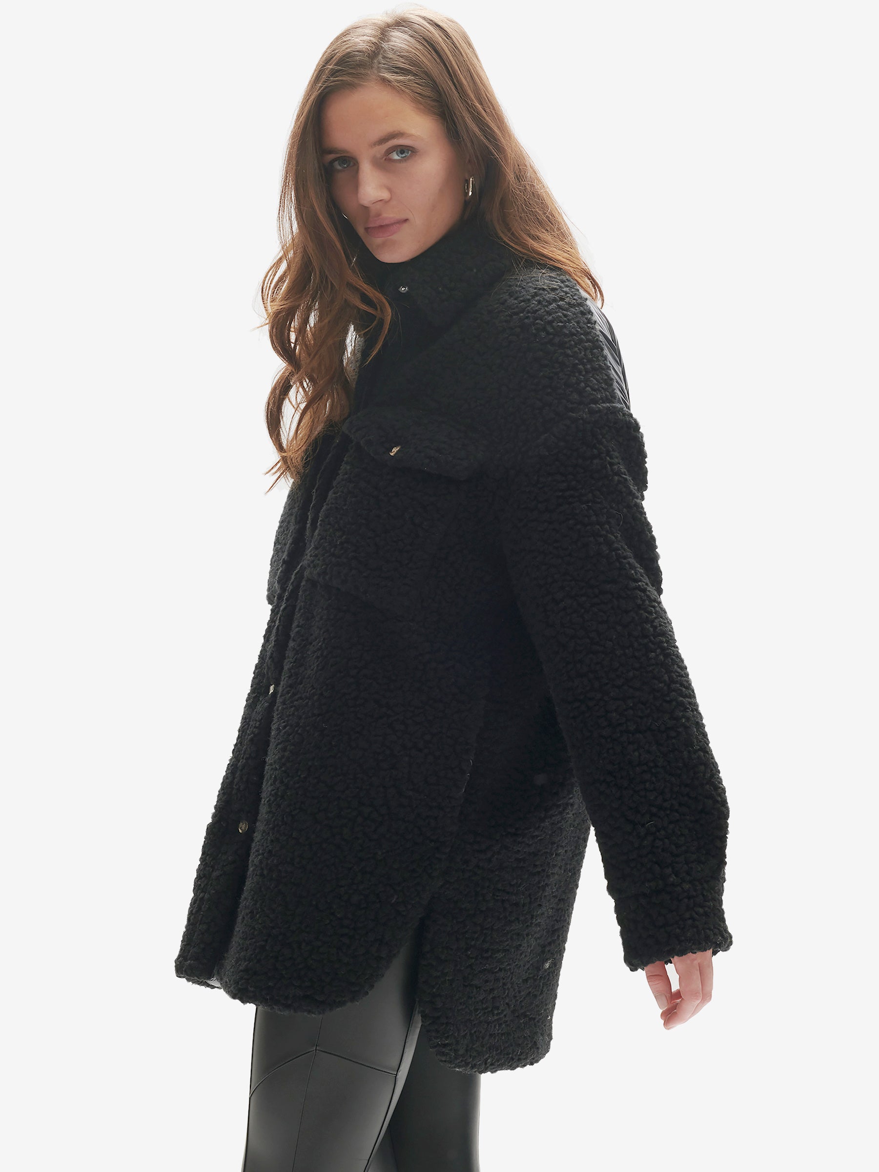 Padded Wool Sherpa Jacket - Black