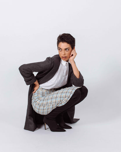 Worsted Flannel Long Trench Coat Gray Women’s Elegant Outerwear