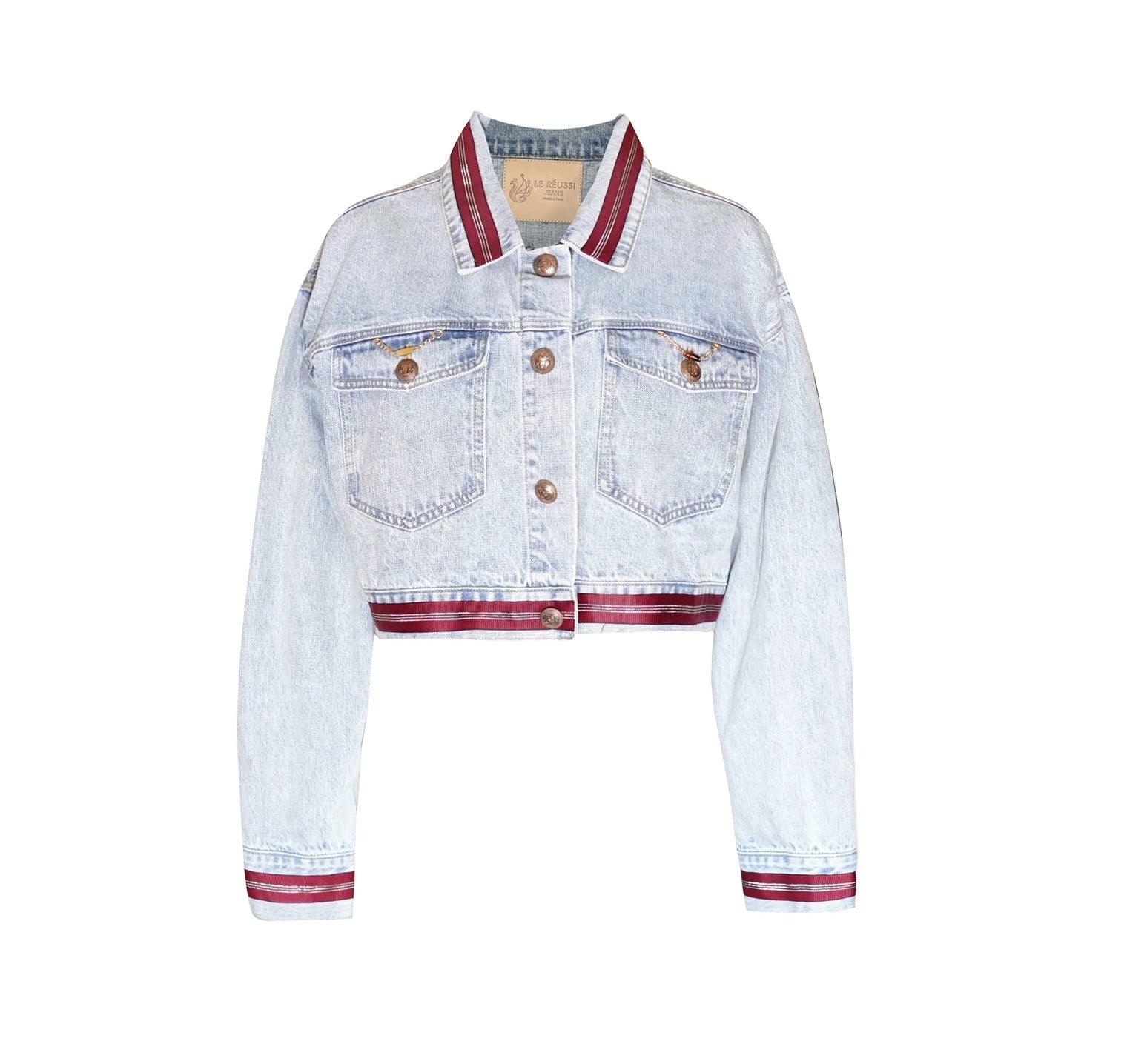 Chaqueta vaquera Danielle con forro rojo – Estilo casual para mujer