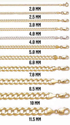 10K Yellow Gold- Solid Cuban Link (Curb Cuban) Chain