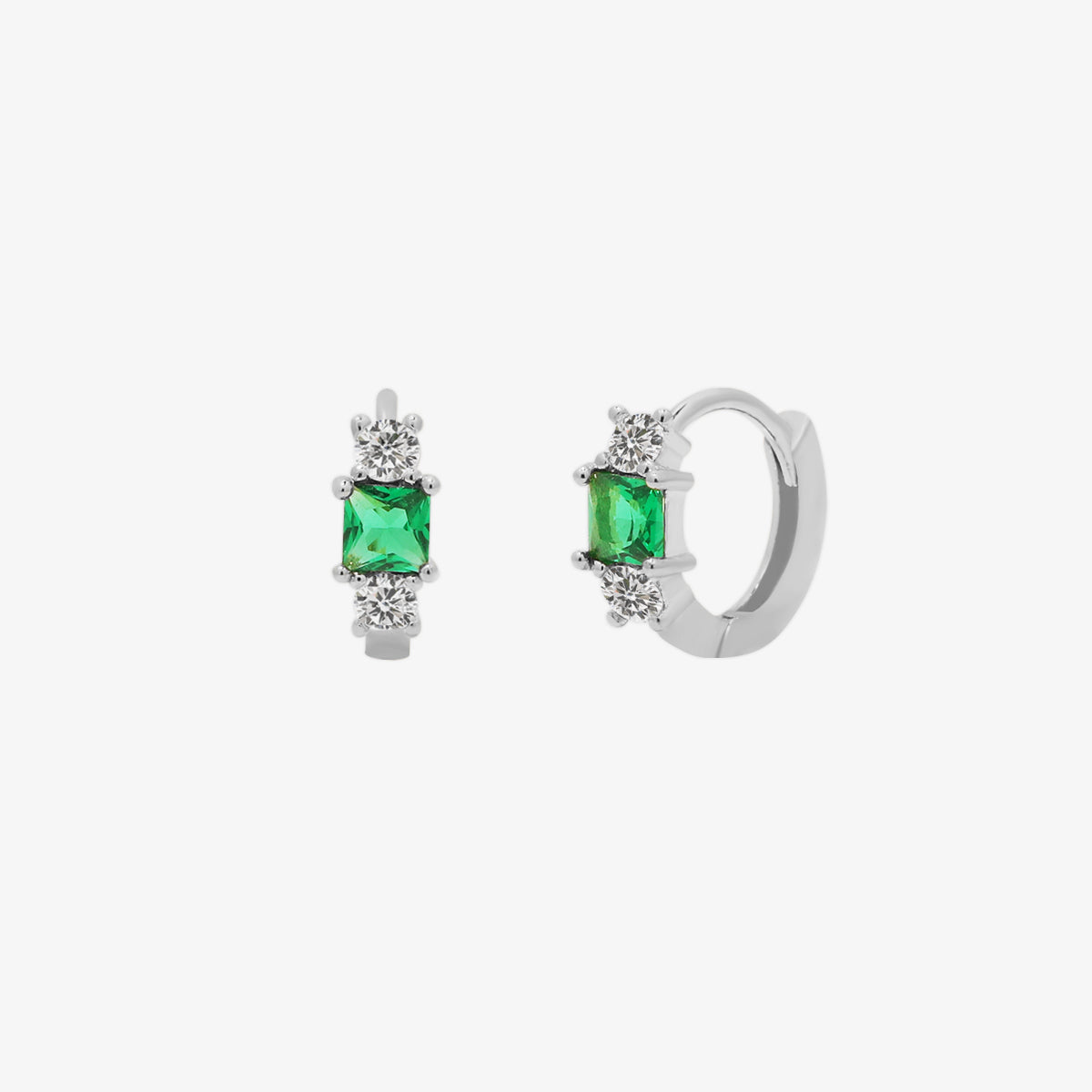 Green Onyx Huggie Earrings-5