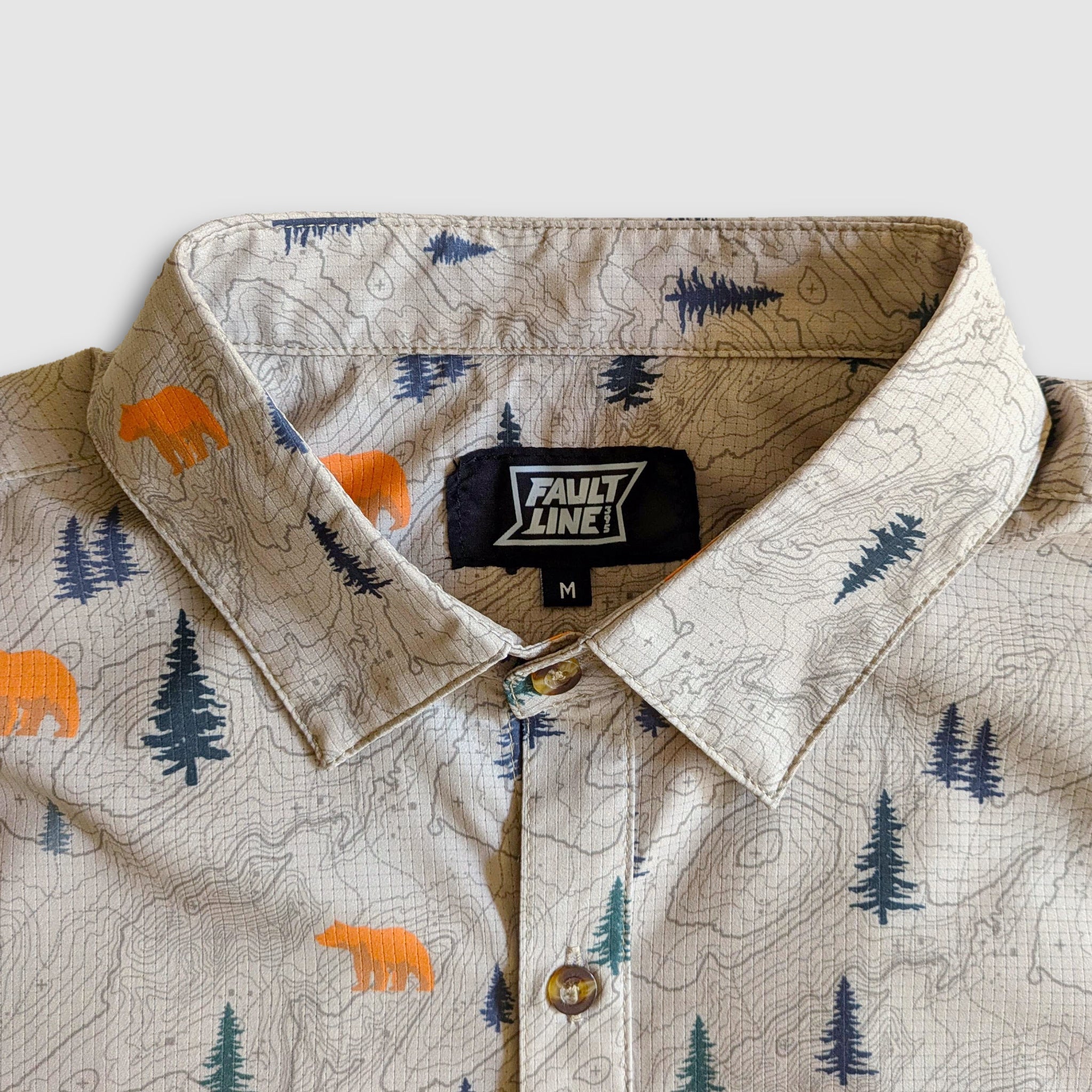 Langley Performance Button Up Shirt - Khaki/Bear - Lolomo!