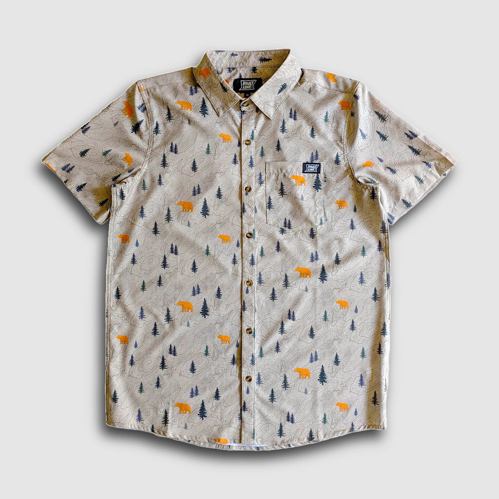 Langley Performance Button Up Shirt - Khaki/Bear - Lolomo!