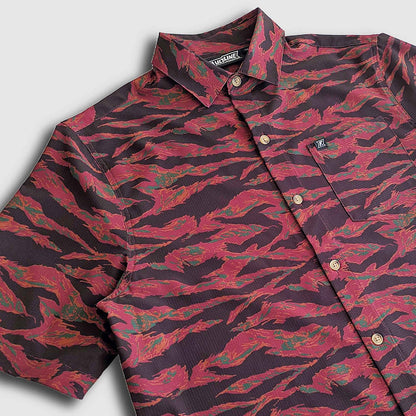 Langley Performance Button Up Shirt - Maroon Tiger Camo