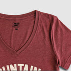 Women's Mountains & Beer V-Neck Tee - Maroon/Ivory - Lolomo!