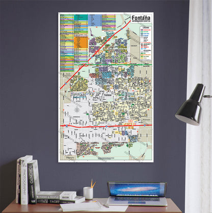 Fontana Map, San Bernardino County - POSTER PRINTS