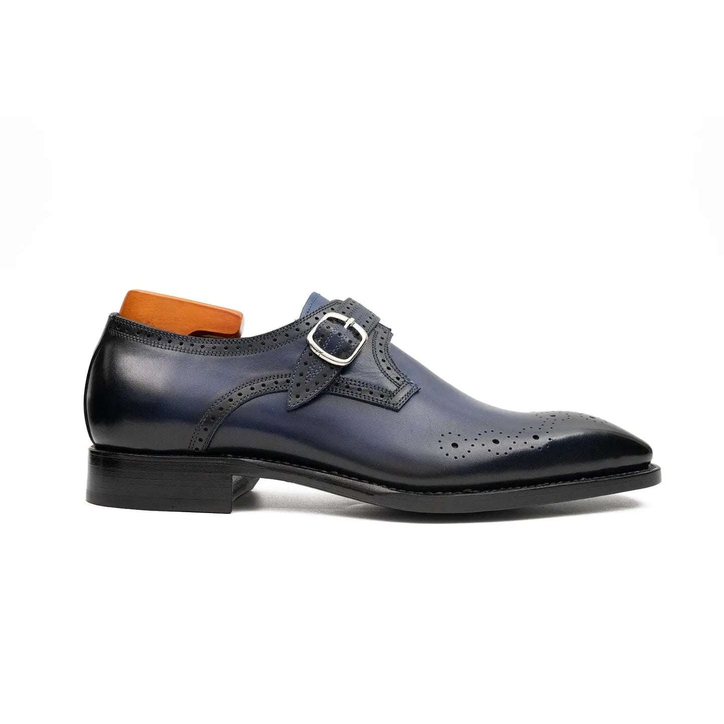 Goodyear Welted Monk Strap Shoes Blue