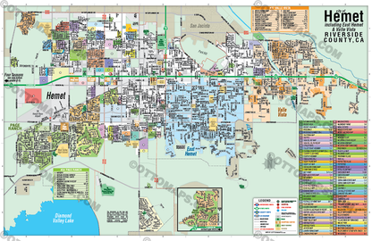 Hemet Map, Riverside County, CA - POSTER PRINTS