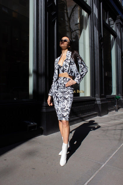 Amour Geometric Pencil Skirt – Stylish Women’s Fitted Skirt