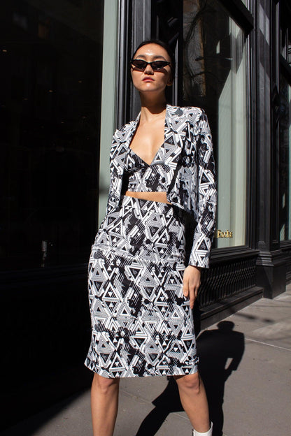 Amour Geometric Pencil Skirt – Stylish Women’s Fitted Skirt