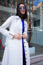 Abrigo blanco Monique: abrigo largo elegante para mujer