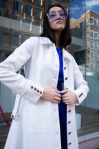 Abrigo blanco Monique: abrigo largo elegante para mujer