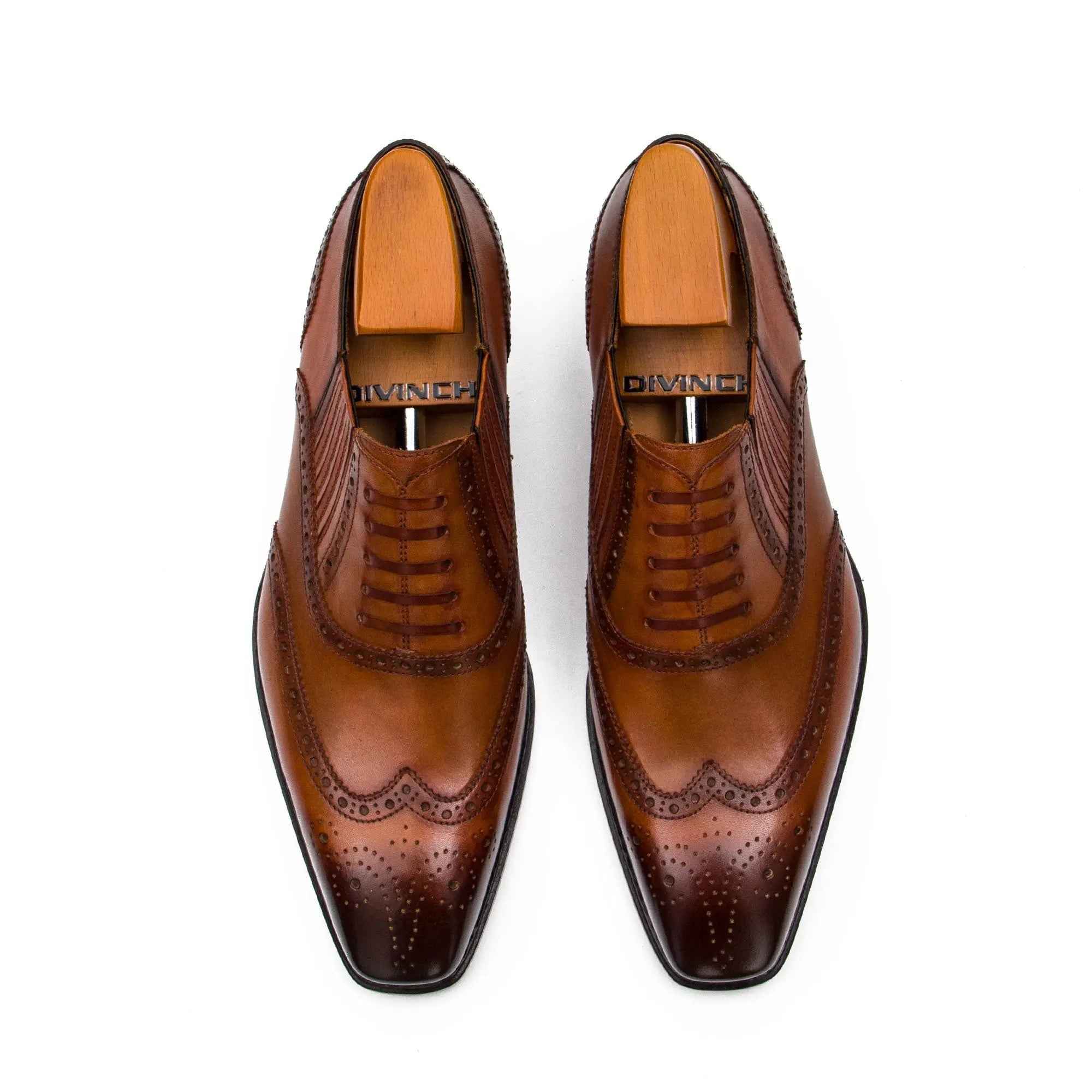 Goodyear Welted Brogue Oxford Shoes Brown - Lolomo!