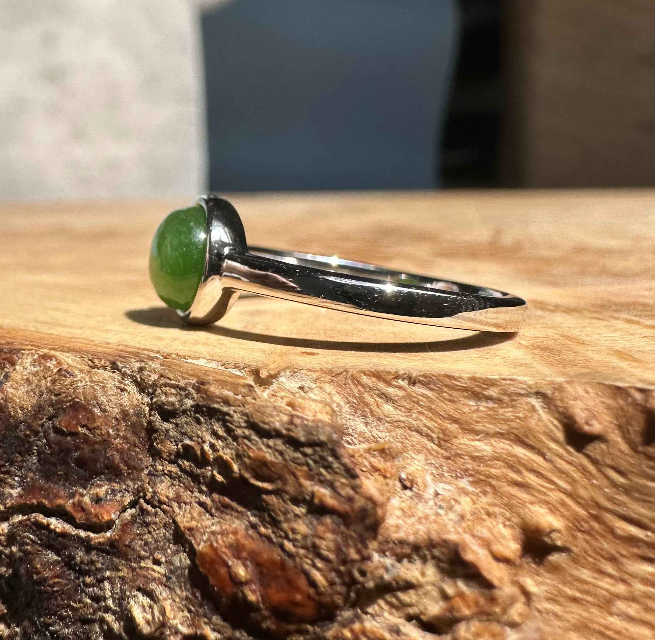 Jade and Silver Ring 6mm - 2417