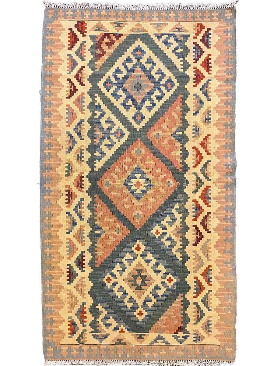 Turkish Flatweave Kilim Runner - Size: 4.11 x 3.2