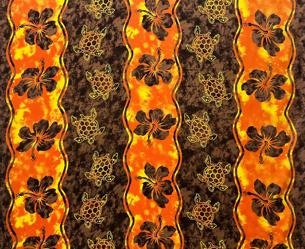 Hibiscus, Sea Turtle Rayon Challis Fabric | Islands Fabric