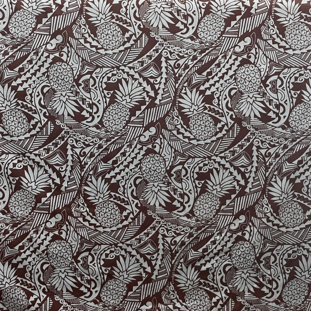 Tribal Tattoo with Pineapples Chambray (Denim Look) Fabric | Islands Fabric