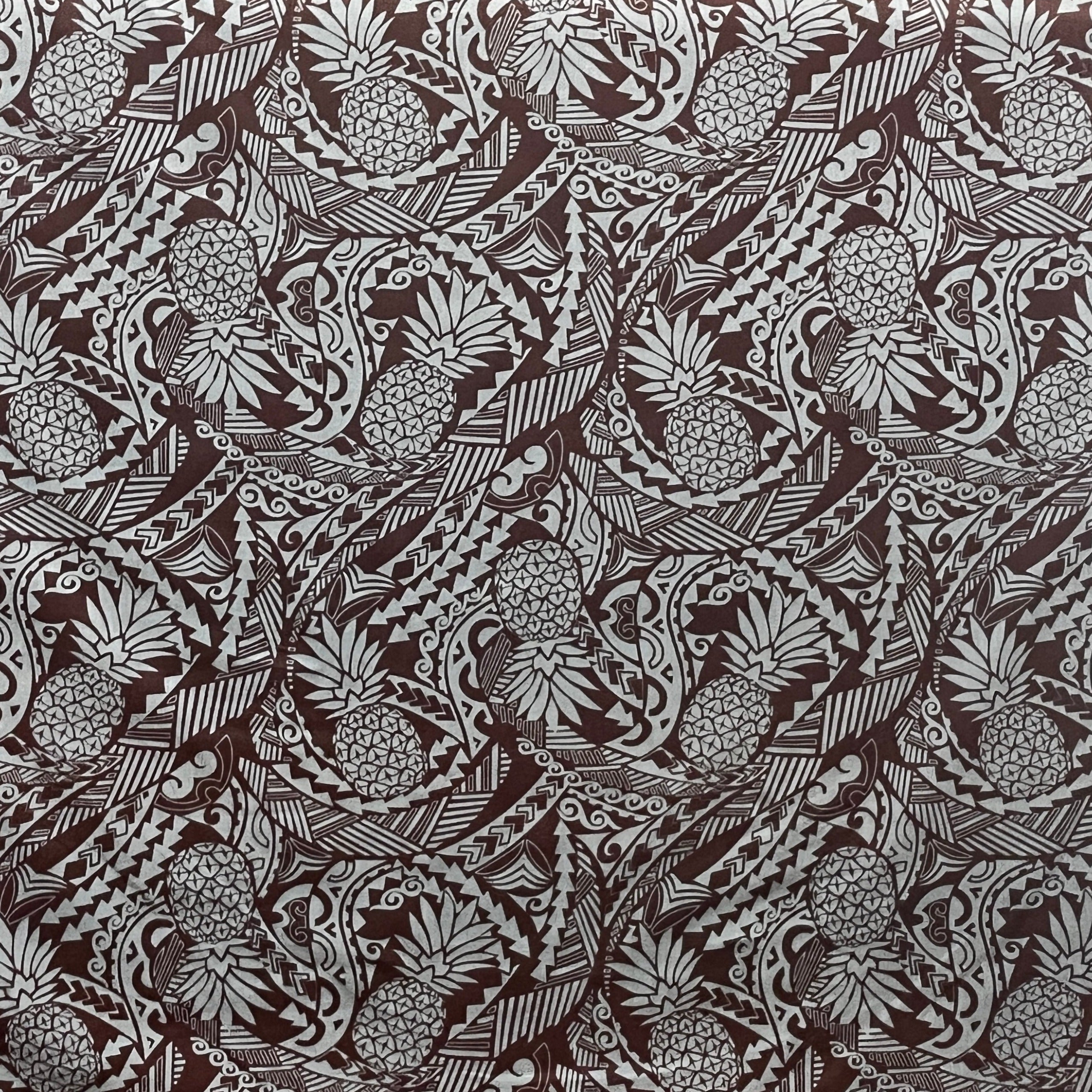 Tribal Tattoo with Pineapples Chambray (Denim Look) Fabric | Islands Fabric