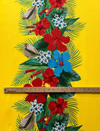 Tropical Flowers middle Border Peachskin Fabric | Islands Fabric