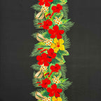 Tropical Flowers middle Border Peachskin Fabric | Islands Fabric