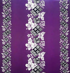 Hibiscus Tropical Leaves w/ Patches of Traditional Tapa Double Border Polyester Fabric | Islands Fabric