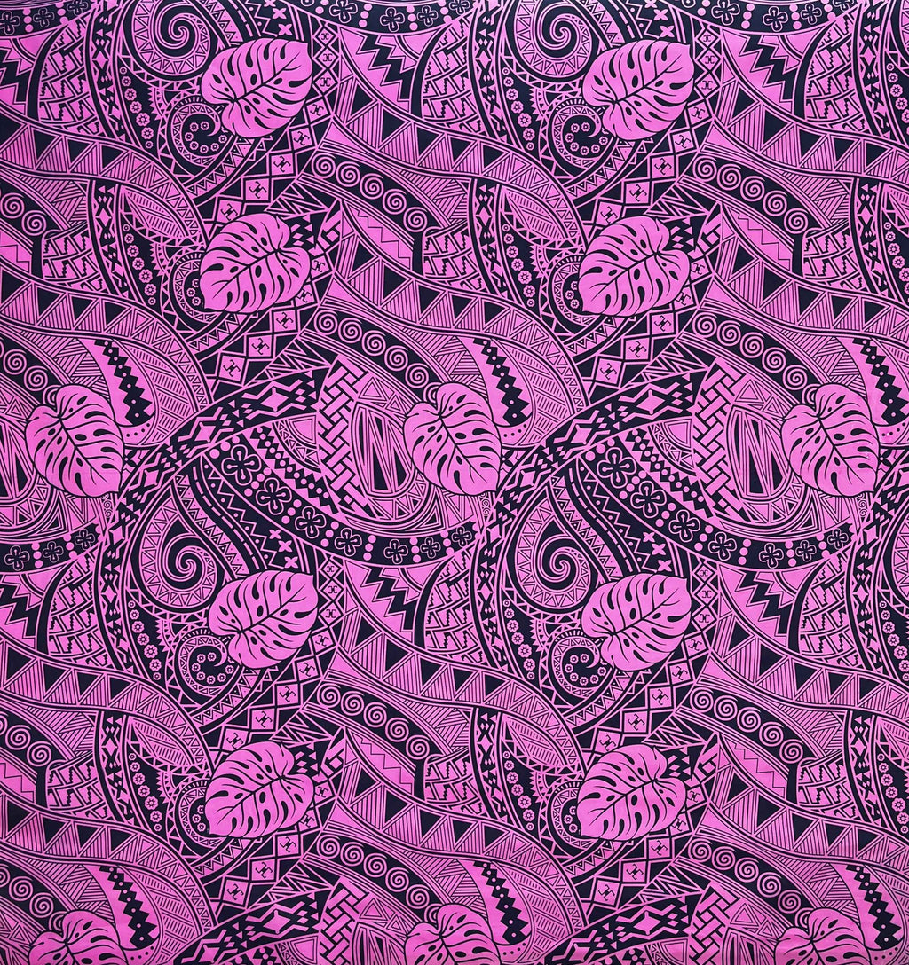 Traditional Polynesian Tapa Monstera leaves design Fabric | Polyester