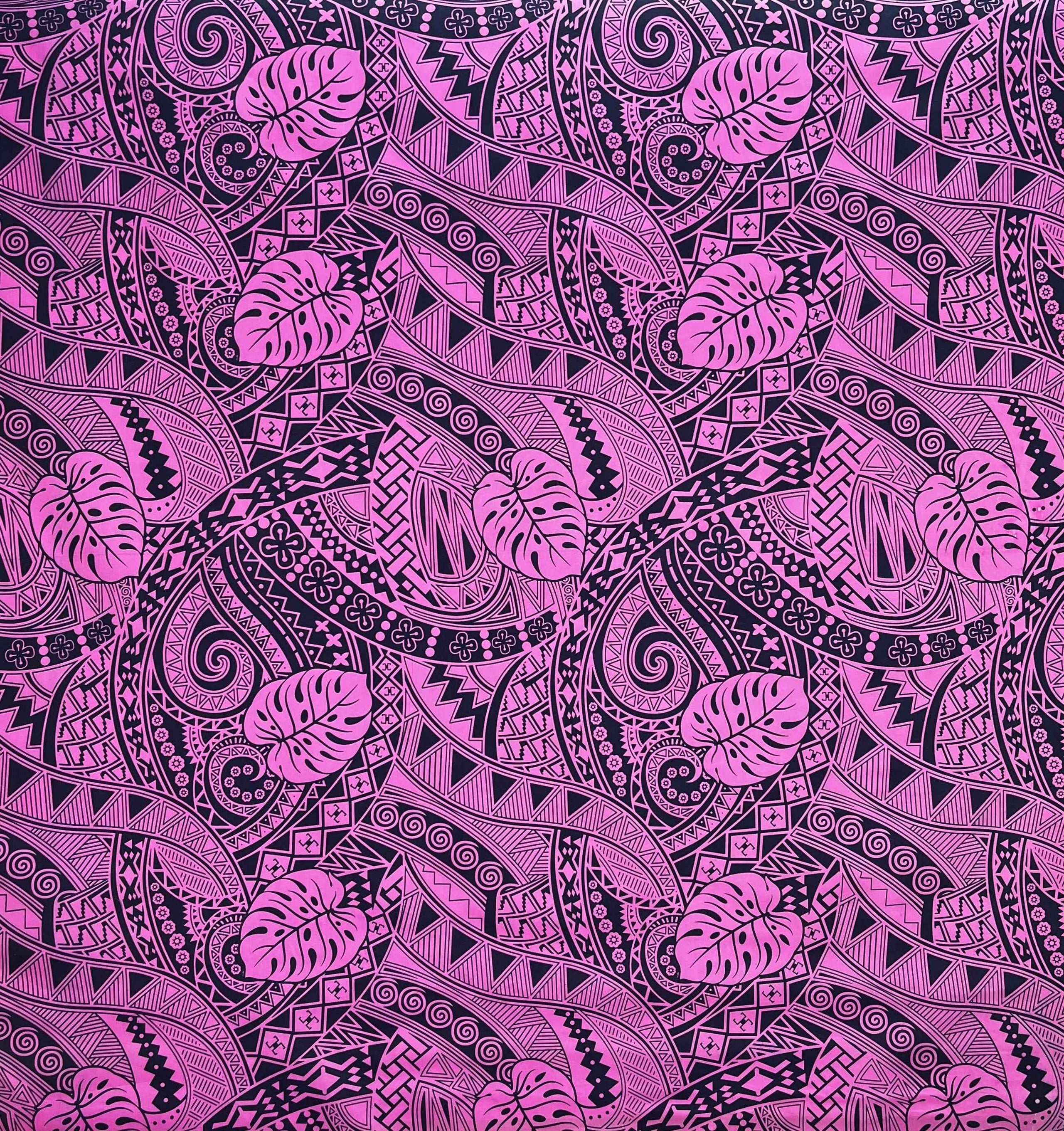 Traditional Polynesian Tapa Monstera leaves design Fabric | Polyester
