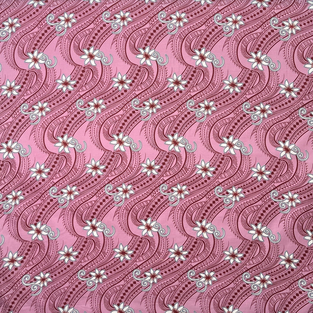 Tiare Waves Traditional Tattoo Polyester Fabric | Islands Fabric
