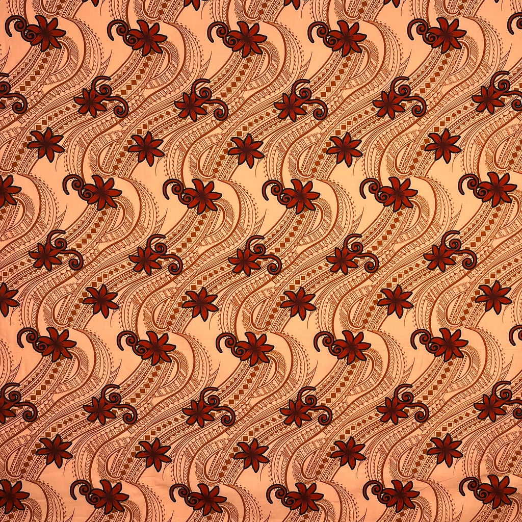 Tiare Waves Traditional Tattoo Polyester Fabric | Islands Fabric