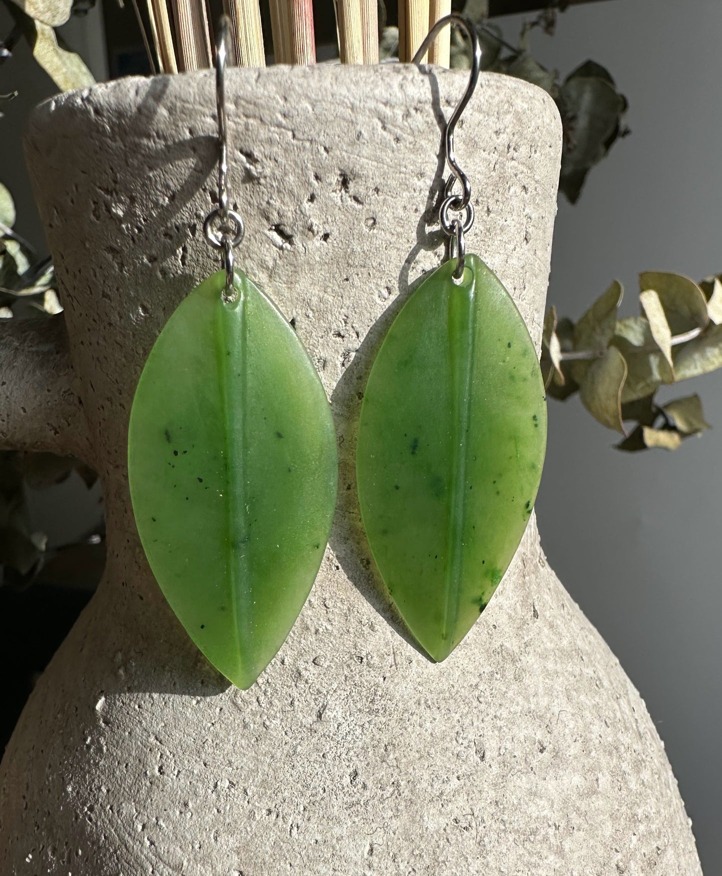 Jade Leaf Earrings, 1880