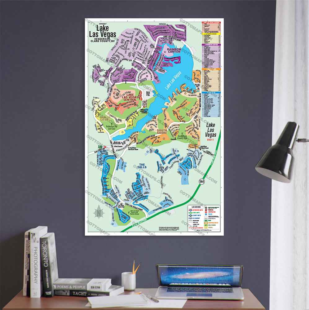 Lake Las Vegas Map, Henderson, Clark County, NV - POSTER PRINTS - Lolomo!