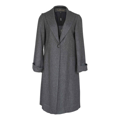 Worsted Flannel Long Trench Coat Gray Women’s Elegant Outerwear
