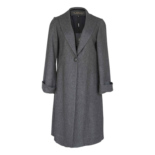 Worsted Flannel Long Trench Coat Gray Women’s Elegant Outerwear