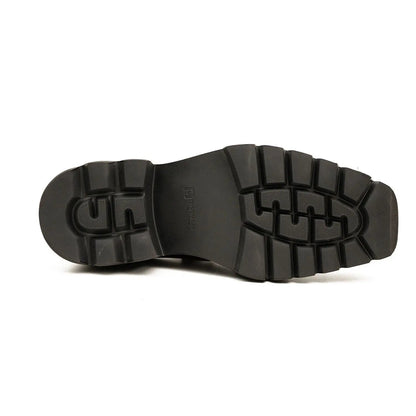 Men's Patent Leather Wine Red Derby Shoes with Chunky Sole