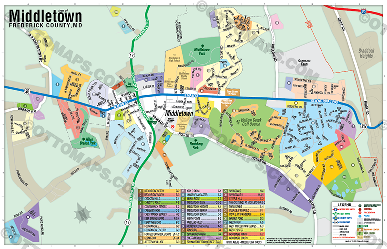 Middletown Map, Frederick County, MD - POSTER PRINTS