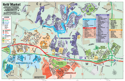 New Market Area Map, Frederick County, MD - POSTER PRINTS