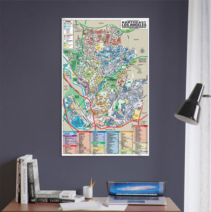 Northeast Los Angeles Map with Neighborhoods and Subdivisions - POSTER PRINTS