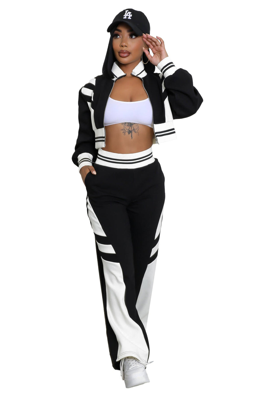 ENSEMBLE PANTALON DEUX PIÈCES DÉCONTRACTÉ MODE FEMME