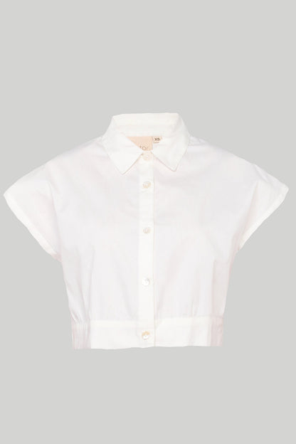 Oversized Crop Shirt in Off-white - Lolomo!