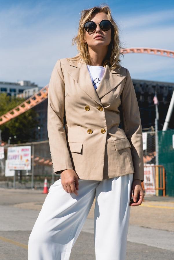Blazer cruzado de lana Louise: estilo clásico para mujer