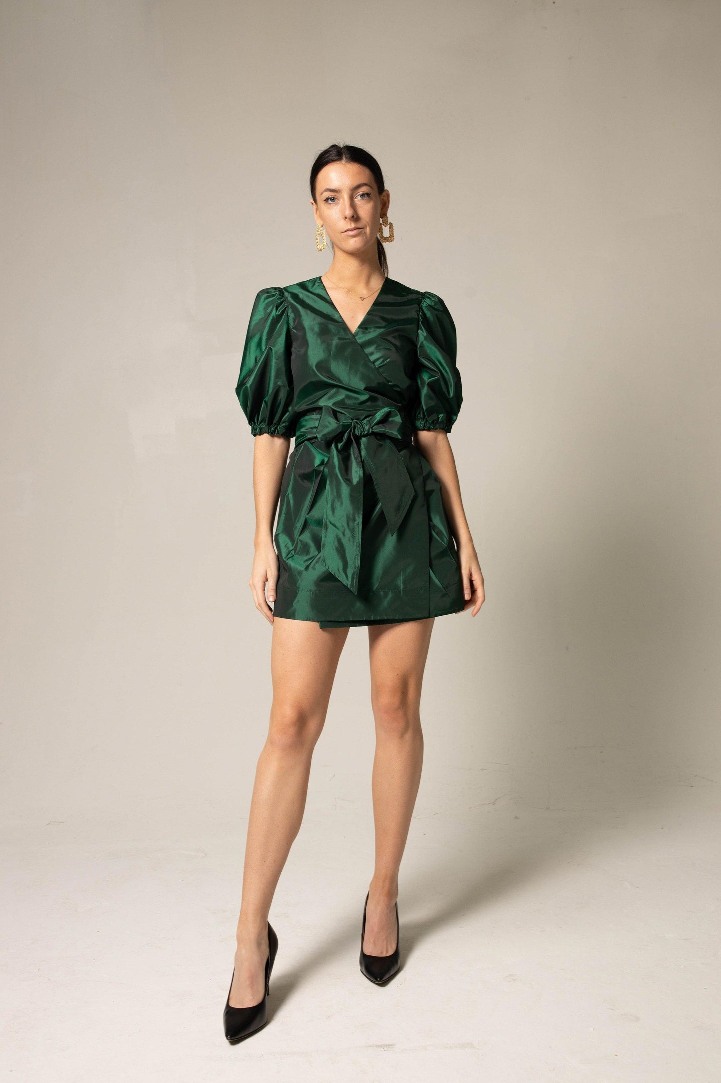 Glimmer Green Wrap Dress – Women’s Elegant Wrap Dress