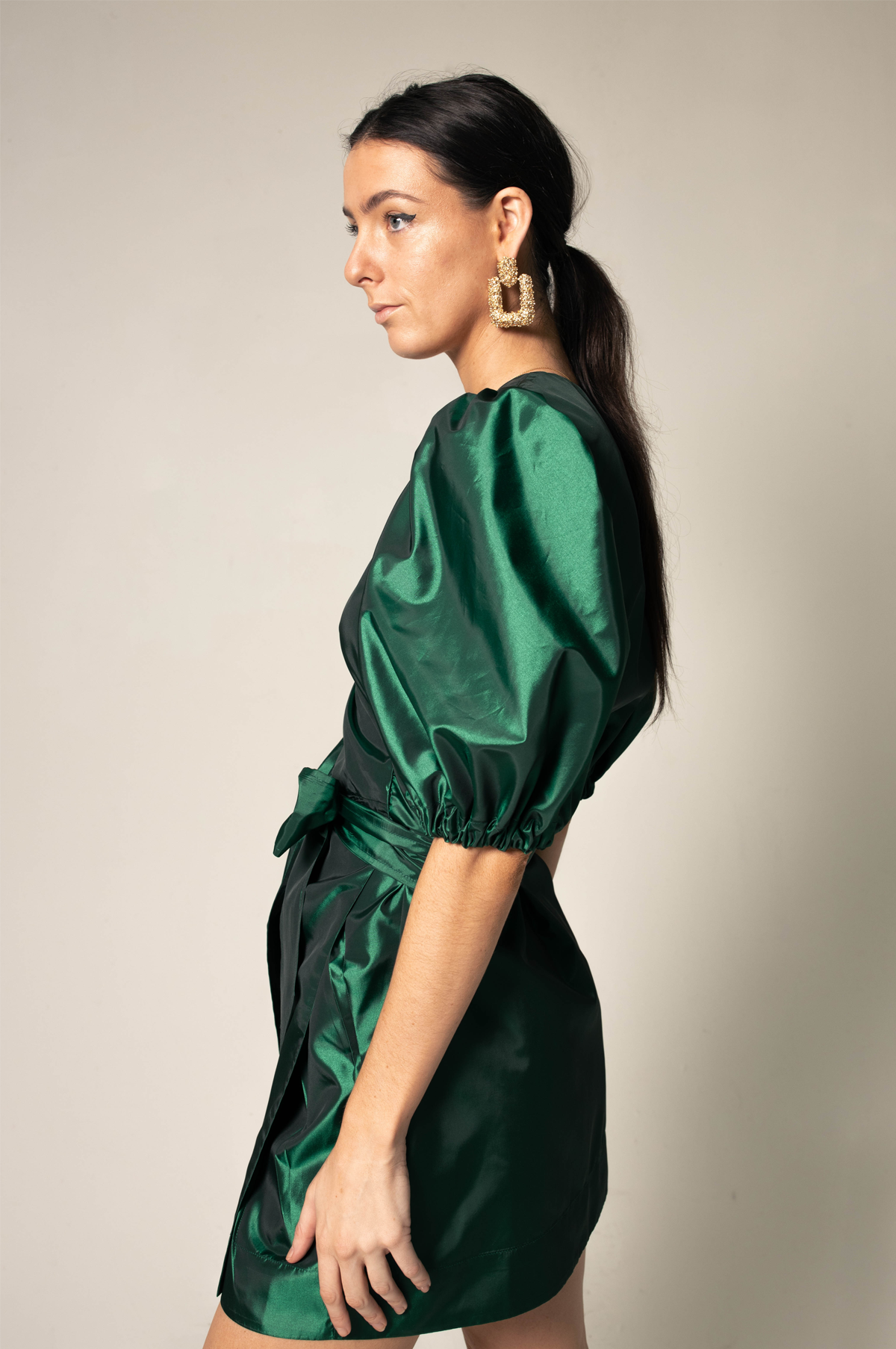 Glimmer Green Wrap Dress – Women’s Elegant Wrap Dress